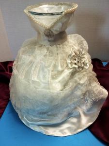 Antique Bridal Dress Vase made from Great Grandma's Dress and Veil Material
